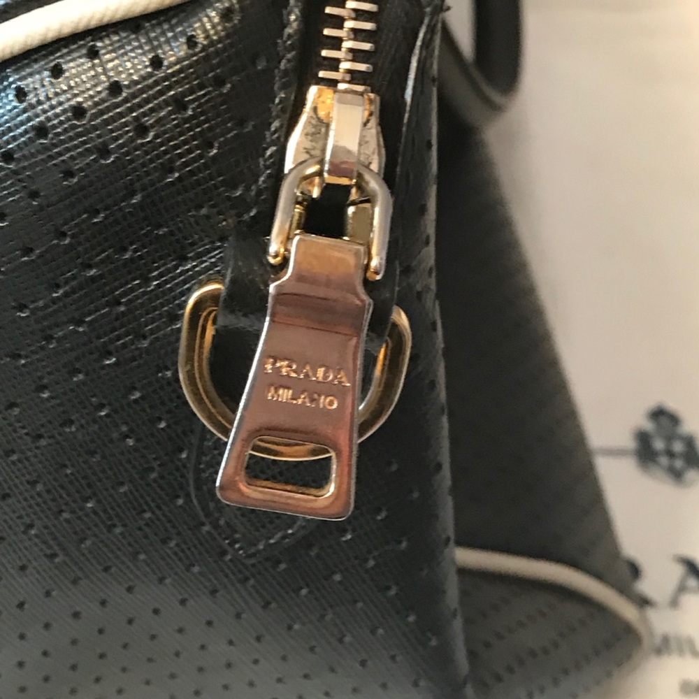 Prada Saffiano Fori Perforated Boston Bag - Picture 6 of 12